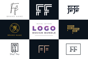Initial letters FF Logo Design Bundle