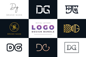 Initial letters DG Logo Design Bundle