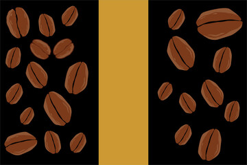 coffee bean background vector design with a unique brown color and on a black background