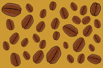 coffee bean background vector design with brown color that is unique and looks delicious