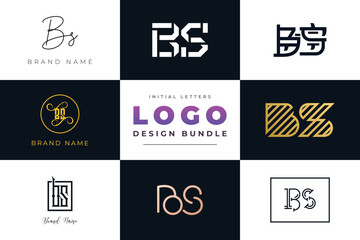 Initial letters BS Logo Design Bundle