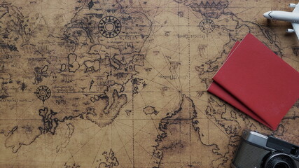 Obraz premium passport with world map travel concept