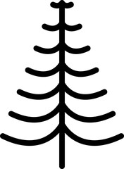 Black pine tree or Christmas tree linear icon.