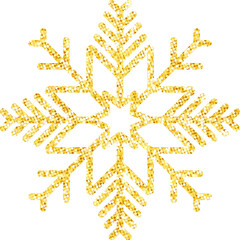 Gold glitter texture snowflake.