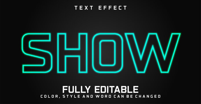 Glowing show text neon light, Editable Style text effect