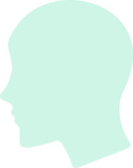 green silhouette of a bald beautiful woman's head with eyebrows, a female symbol