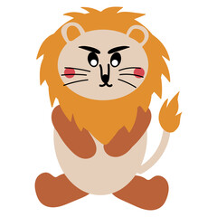 Cute Lion Hand Drawn Childish Vector illustration