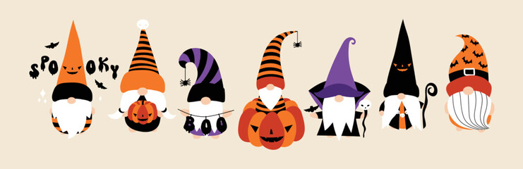 Cute halloween gnomes character  illustretion