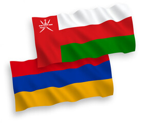 Flags of Sultanate of Oman and Armenia on a white background