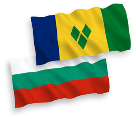 Flags of Saint Vincent and the Grenadines and Bulgaria on a white background