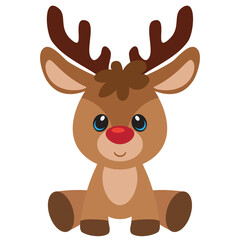 Cute sitting reindeer vector cartoon illustration