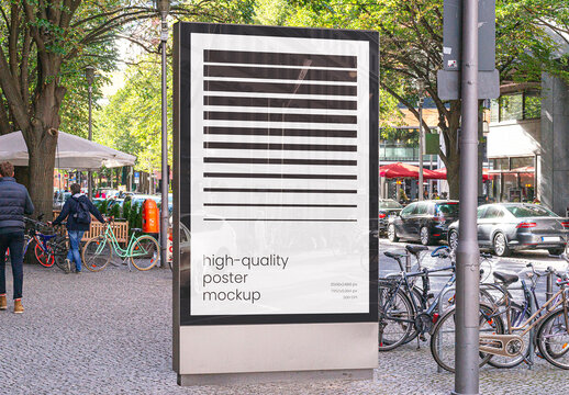 Street Outdoor Advertising Poster Mockup on Wall