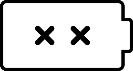 Obraz premium Damage battery icon, fully drained battery symbol, no power outline isolated icon, symbol, logo