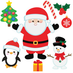 Cute Santa Claus vector cartoon illustration