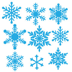 Beautiful snowflakes set vector cartoon illustration