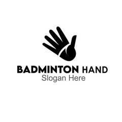 Fototapeta na wymiar badminton hand logo design vector