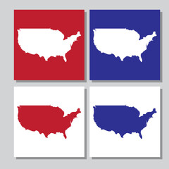 USA map flat illustration, red and blue background