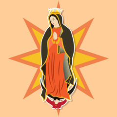  virgen de guadalupe sticker illustration