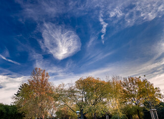 colorful autumn sunset with clouds