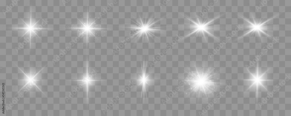 Aufkleber shine glowing stars. set of vector lights and sparks isolated on transparent background