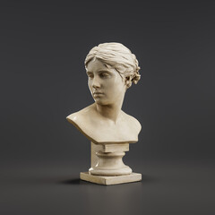 Sculpture bust of Roza Loewenfeld. Marble statue of a woman. from side view, 3d Rendering