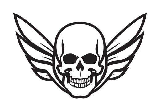 skull with wings vector logo