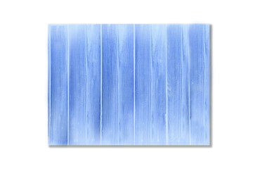 Blue nature background texture of painted wood vertical boards on a white background.