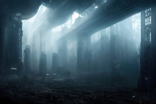 paysage futuriste d'une ville de sicence fiction