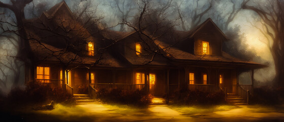 Artistic concept painting of a beautiful village houses