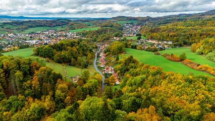 Kleine Herbstwanderung durch die schöne Parklandschaft bei Bad Liebenstein - Thüringen - Deutschland