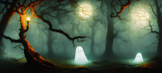 Artistic concept painting of a beautiful halloween ghost 