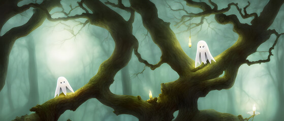 Fototapeta premium Artistic concept painting of a beautiful halloween ghost 