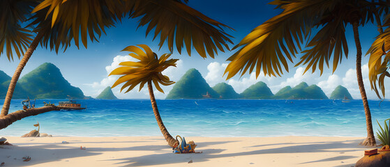 Obraz na płótnie Canvas Artistic concept illustration of a sea bay background illustration.