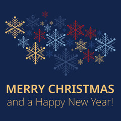 Fototapeta premium Merry Christmas and a Happy New Year! Christmas and New Year Card Poster for Whatsapp, iMessage, Email wishes 
