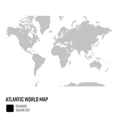 世界地図ドット 太西洋を中心とした世界 地域別にグループ