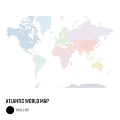 Fototapeta na wymiar 世界地図ドット 太西洋を中心とした世界 地域別にグループ