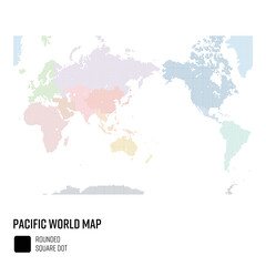 Fototapeta na wymiar 世界地図ドット 太平洋を中心とした世界 地域別にグループ