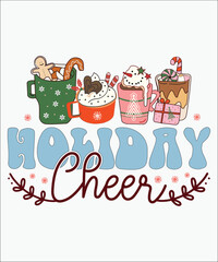 Holiday Cheer shirt,  christmas, christmas sublimation, retro christmas, christmas clipart, joy groovy, groovy, merry christmas, tis the season, tree hot chocolate, santa, christmas quotes,