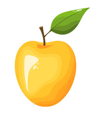 Yellow apple with leaf