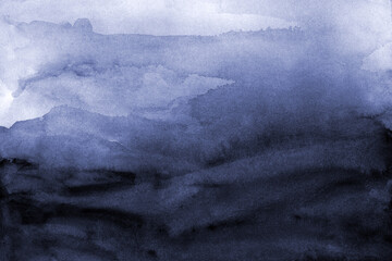 Indigo Blue abstract watercolor landscape. Landscape art background texture in modern style.