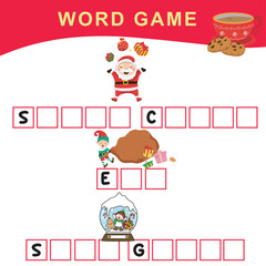 Educational Word Game worksheet. Writing practice for children. Exercise lettering game for kids. Vector illustration.