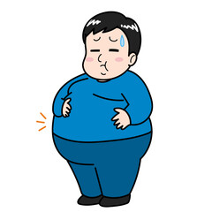 メタボなお腹を抱える男性のイラスト