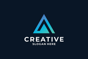 Creative Letter A logo design with creative triangle concept.
