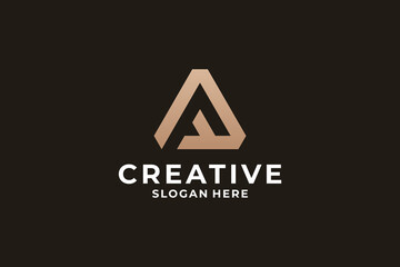 Letter A with golden color logo design. Luxury letter A symbol.