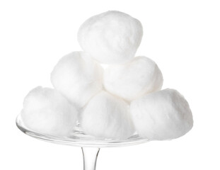 Heap of soft cotton balls on white background