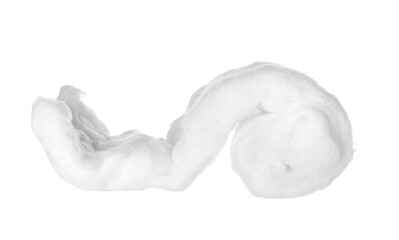 Roll of soft cotton wool on white background