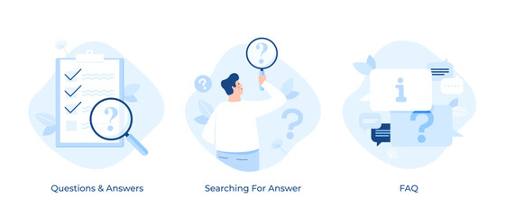 Set Of 3 Vector FAQ Concepts