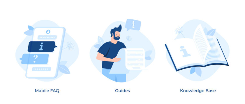 Set Of 3 Vector FAQ Concepts