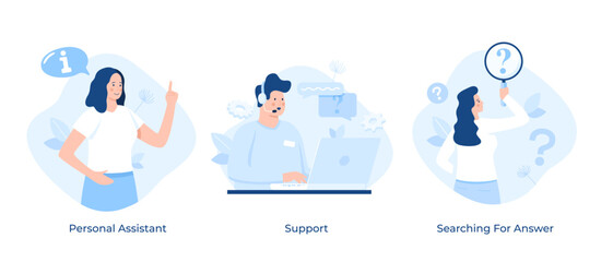 Set Of 3 Vector FAQ Concepts