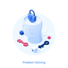 Vector Isometric Icon. Head Concepts